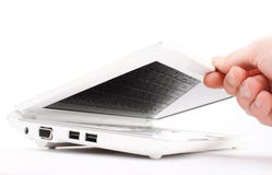 The Hand Opens Laptop Stock Photography The Hand Opens Laptop Stock Photography