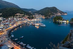 The Harbor Of Parga By Night, Greece, Ionian Islands Royalty Free Stock Photos