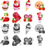 The Icons Of Various Strawberry Sweets Royalty Free Stock Photos