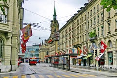 The Trolleybus On The Street Of Bern Stock Image