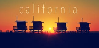The Word California And Some Lifeguard Towers In Venice Beach At Royalty Free Stock Photos The Word California And Some Lifeguard Towers In Venice Beach At Royalty Free Stock Photos