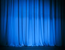 Theatre stage blue curtain