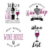 Themenorientierte Ausweise des Weins, Logos, Aufkleber in der Weinleseart lizenzfreie abbildung Themenorientierte Ausweise des Weins, Logos, Aufkleber in der Weinleseart lizenzfreie abbildung