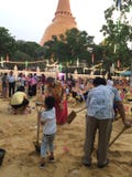 A lot of people are building sand castle in Songkran Festival in Thailand stock photos A lot of people are building sand castle in Songkran Festival in Thailand stock photos