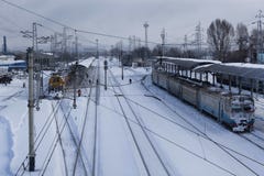 There Was A Lot Of Snow At The Sloviansk Railway Station In January 2018 Royalty Free Stock Photos