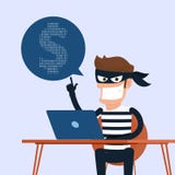 Thief. Hacker stealing sensitive data as passwords from a personal computer useful for anti phishing and internet viruses campaign Stock Image Thief. Hacker stealing sensitive data as passwords from a personal computer useful for anti phishing and internet viruses campaign Stock Image
