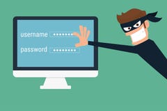 Thief. Hacker stealing sensitive data as passwords from a personal computer Stock Images Thief. Hacker stealing sensitive data as passwords from a personal computer Stock Images