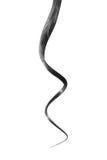 Thin curl of black hair isolated on white background