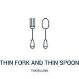 thin fork and thin spoon icon vector from travelling collection. Thin line thin fork and thin spoon outline icon vector stock illustration thin fork and thin spoon icon vector from travelling collection. Thin line thin fork and thin spoon outline icon vector stock illustration