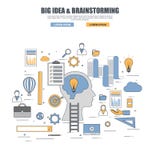 Thin line flat design concept of big idea, brainstorming royalty free illustration Thin line flat design concept of big idea, brainstorming royalty free illustration