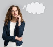Thinking Business Woman Looking Up Stock Image Thinking Business Woman Looking Up Stock Image