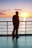 Thinking Businessman And Red Sunset On A Ferry Royalty Free Stock Images Thinking Businessman And Red Sunset On A Ferry Royalty Free Stock Images