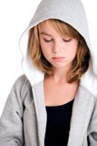 Thinking Over My Sins In Hooded Sweater Royalty Free Stock Photos