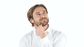 Thinking Pensive Man, white Background