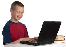 Third-grader On The Computer Royalty Free Stock Images