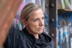 Thoughtful blond woman with a contemplative look Stock Images Thoughtful blond woman with a contemplative look Stock Images