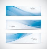 Three abstract blue business wave banner header ba