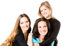 three attractive young smiling women stock photography three attractive young smiling women stock photography