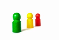Three pawns on a white background royalty free stock photo Three pawns on a white background royalty free stock photo