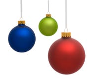 Three Christmas Ornaments On White Royalty Free Stock Photography