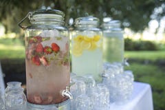 Cold fruit water at outdoor reception stock images Cold fruit water at outdoor reception stock images