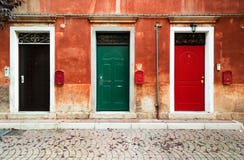 Three Doors And Three Mailboxes Stock Images Three Doors And Three Mailboxes Stock Images