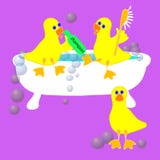 Three Ducks In A Tub Stock Images
