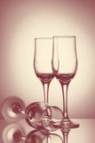 Three empty champagne glasses on colored background royalty free stock photos Three empty champagne glasses on colored background royalty free stock photos