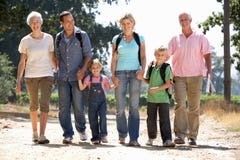 Three generation family on country walk stock images Three generation family on country walk stock images