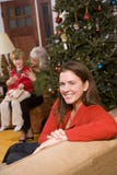 Three generations - happy mother at Christmas stock photos Three generations - happy mother at Christmas stock photos
