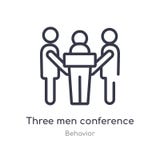 three men conference outline icon. isolated line vector illustration from behavior collection. editable thin stroke three men royalty free illustration three men conference outline icon. isolated line vector illustration from behavior collection. editable thin stroke three men royalty free illustration