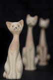 Three Porcelan Cat Figurines With Long Necks stock photography Three Porcelan Cat Figurines With Long Necks stock photography