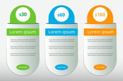 Three tariffs. UX Interface for the site. Vector banner for web app. Pricing table, banner, order, box, button, list and bullet wi vector illustration Three tariffs. UX Interface for the site. Vector banner for web app. Pricing table, banner, order, box, button, list and bullet wi vector illustration