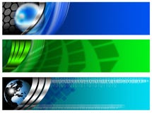 Three Technological Banner Blue And Green Royalty Free Stock Photos