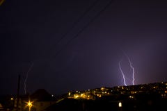 Thunder storm in Saltdean & x28;Brighton& x29; double fork lightning royalty free stock photos Thunder storm in Saltdean & x28;Brighton& x29; double fork lightning royalty free stock photos