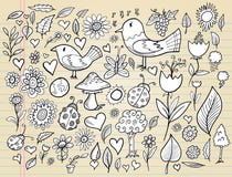 tid för fjäder för klotteranteckningsbok set vektor illustrationer tid för fjäder för klotteranteckningsbok set vektor illustrationer