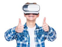 Tienerjongen in VR-glazen royalty-vrije stock afbeelding Tienerjongen in VR-glazen royalty-vrije stock afbeelding