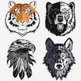 Tiger Eagle Wolf Bear logo set vector vector illustration Tiger Eagle Wolf Bear logo set vector vector illustration