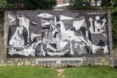 Tile mural of Guernica at the entrance of the village