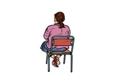 Tillbaka sammanträde för kvinna på en stol stock illustrationer Tillbaka sammanträde för kvinna på en stol stock illustrationer