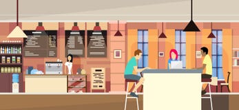 Tillfällig folkgrupp i det moderna kafét Sit Chatting, studentuniversitetsområde royaltyfri illustrationer Tillfällig folkgrupp i det moderna kafét Sit Chatting, studentuniversitetsområde royaltyfri illustrationer