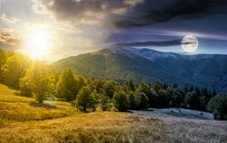 Time change concept over the Apetska mountain stock images Time change concept over the Apetska mountain stock images