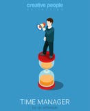 Time management manager businessman flat 3d vector isometric stock illustration Time management manager businessman flat 3d vector isometric stock illustration