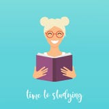 Time to studying. Girl reading a book. Flat design vector illust vector illustration Time to studying. Girl reading a book. Flat design vector illust vector illustration