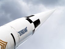 Tip of large US Army surplus missile stock image Tip of large US Army surplus missile stock image