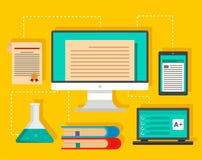 Tipo di apprendimento del fondo, stile piano illustrazione di stock Tipo di apprendimento del fondo, stile piano illustrazione di stock