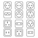 Tipo elétrico da tomada Ícone do soquete Ilustração do vetor, projeto liso ilustração stock Tipo elétrico da tomada Ícone do soquete Ilustração do vetor, projeto liso ilustração stock