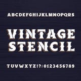 Tipografía de la plantilla del vintage Fuente retra del alfabeto en un fondo de madera ilustración del vector Tipografía de la plantilla del vintage Fuente retra del alfabeto en un fondo de madera ilustración del vector