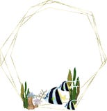 Tiré par la main dans l'élément naturel du monde de mer d'aquarelle Cadre de poissons de récif coralien sur le fond blanc illustration de vecteur Tiré par la main dans l'élément naturel du monde de mer d'aquarelle Cadre de poissons de récif coralien sur le fond blanc illustration de vecteur