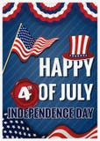 4to feliz de la tarjeta de felicitación del DÍA DE LA INDEPENDENCIA de JULIO ilustración del vector 4to feliz de la tarjeta de felicitación del DÍA DE LA INDEPENDENCIA de JULIO ilustración del vector